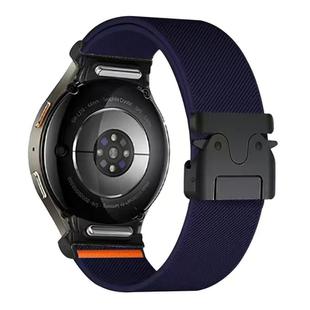 For Samsung Galaxy Watch 7 / 6 / 5 / 4 Press Button Connector Parachute Buckle Elastic Nylon Watch Band(Dark Blue)