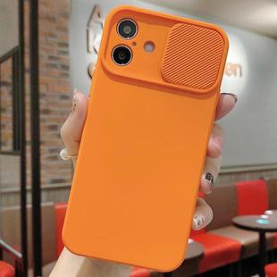 For iPhone 16 Slid Camera Shield Liquid Silicone TPU Phone Case(Orange)