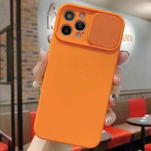 For iPhone 15 Pro Max Slid Camera Shield Liquid Silicone TPU Phone Case(Orange)