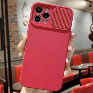 For iPhone 15 Pro Slid Camera Shield Liquid Silicone TPU Phone Case(Red)