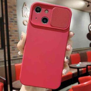 For iPhone 15 Plus Slid Camera Shield Liquid Silicone TPU Phone Case(Red)