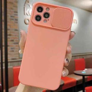 For iPhone 14 Pro Max Slid Camera Shield Liquid Silicone TPU Phone Case(Pink Orange)