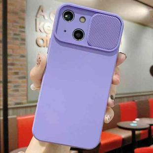 For iPhone 13 mini Slid Camera Shield Liquid Silicone TPU Phone Case(Lavender Purple)