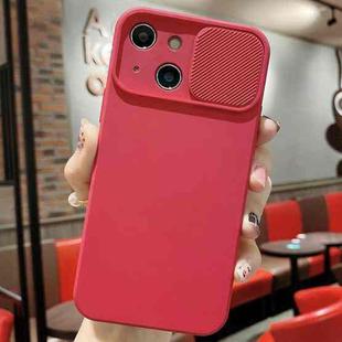 For iPhone 13 mini Slid Camera Shield Liquid Silicone TPU Phone Case(Red)
