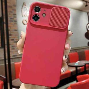 For iPhone 12 Slid Camera Shield Liquid Silicone TPU Phone Case(Red)