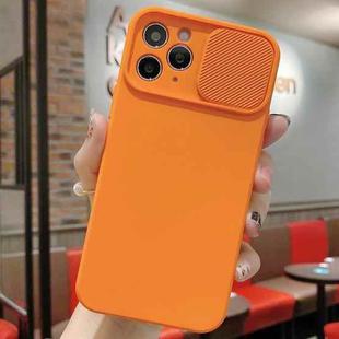 For iPhone 11 Pro Max Slid Camera Shield Liquid Silicone TPU Phone Case(Orange)