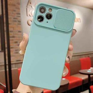 For iPhone 11 Pro Max Slid Camera Shield Liquid Silicone TPU Phone Case(Ice Blue)