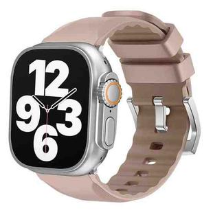 For Apple Watch 46mm / 49mm / 45mm / 44mm Kalebol Contrast Two-tone Silicone Strap(Pink Sand)