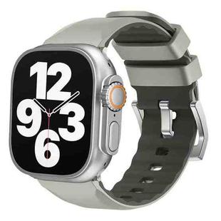 For Apple Watch 46mm / 49mm / 45mm / 44mm Kalebol Contrast Two-tone Silicone Strap(Matcha Green)