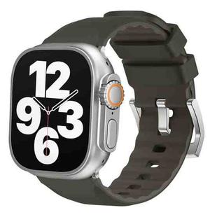 For Apple Watch 46mm / 49mm / 45mm / 44mm Kalebol Contrast Two-tone Silicone Strap(Dark Green)