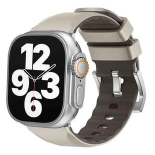 For Apple Watch 42mm / 41mm / 40mm / 38mm Kalebol Contrast Two-tone Silicone Strap(Starlight)