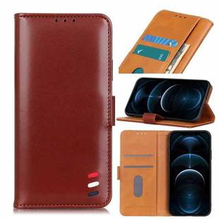 For iPhone 12 Pro Max 3-Color Pearl Texture Magnetic Buckle Horizontal Flip PU Leather Case with Card Slots & Wallet & Holder(Brown)