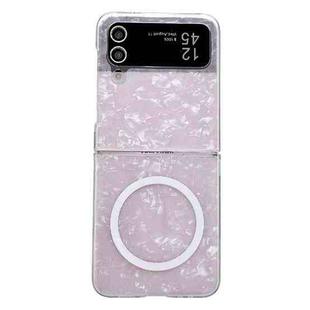 For Samsung Galaxy Z Flip4 Pearlescent Shell Texture MagSafe Phone Case(Pink)