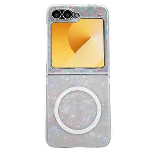 For Samsung Galaxy Z Flip6 Pearlescent Shell Texture MagSafe Phone Case(Beige)