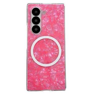 For Samsung Galaxy Z Fold3 5G Pearlescent Shell Texture MagSafe Phone Case(Red)