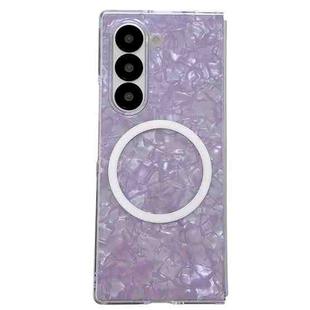 For Samsung Galaxy Z Fold3 5G Pearlescent Shell Texture MagSafe Phone Case(Purple)
