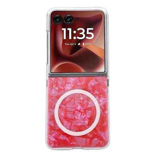 For Motorola Razr 60 Ultra Pearlescent Shell Texture MagSafe Phone Case(Red)