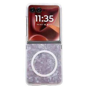 For Motorola Razr 60 Ultra Pearlescent Shell Texture MagSafe Phone Case(Pink)