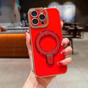 For iPhone 15 Pro Charm Eye Electroplating Metal Holder Phone Case(Red)