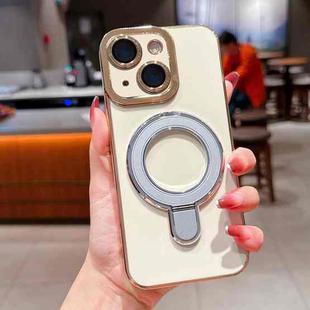 For iPhone 14 Plus Charm Eye Electroplating Metal Holder Phone Case(Silver)