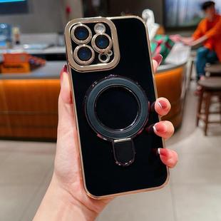 For iPhone 13 Pro Charm Eye Electroplating Metal Holder Phone Case(Black)