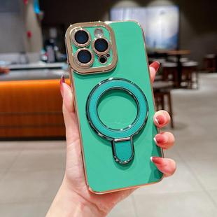 For iPhone 13 Pro Charm Eye Electroplating Metal Holder Phone Case(Green)