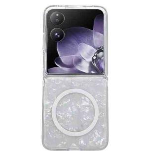 For Xiaomi Mix Flip Pearlescent Shell Texture MagSafe Phone Case(White)