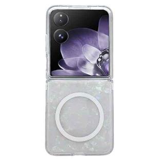 For Xiaomi Mix Flip Pearlescent Shell Texture MagSafe Phone Case(Beige)