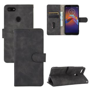 For Motorola Moto E6 Play Solid Color Skin Feel Magnetic Buckle Horizontal Flip Calf Texture PU Leather Case with Holder & Card Slots & Wallet(Black)