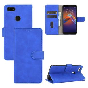 For Motorola Moto E6 Play Solid Color Skin Feel Magnetic Buckle Horizontal Flip Calf Texture PU Leather Case with Holder & Card Slots & Wallet(Blue)