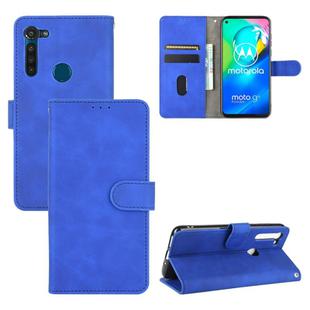 For Motorola Moto G8 Power(EU Version) Solid Color Skin Feel Magnetic Buckle Horizontal Flip Calf Texture PU Leather Case with Holder & Card Slots & Wallet(Blue)