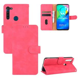For Motorola Moto G8 Power(EU Version) Solid Color Skin Feel Magnetic Buckle Horizontal Flip Calf Texture PU Leather Case with Holder & Card Slots & Wallet(Rose Red)