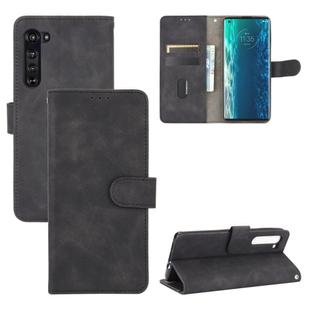 For Motorola Moto Edge Solid Color Skin Feel Magnetic Buckle Horizontal Flip Calf Texture PU Leather Case with Holder & Card Slots & Wallet(Black)
