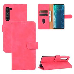 For Motorola Moto Edge Solid Color Skin Feel Magnetic Buckle Horizontal Flip Calf Texture PU Leather Case with Holder & Card Slots & Wallet(Rose Red)