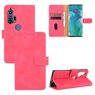For Motorola Moto Edge Plus Solid Color Skin Feel Magnetic Buckle Horizontal Flip Calf Texture PU Leather Case with Holder & Card Slots & Wallet(Rose Red)