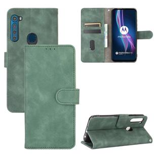 For Motorola Moto One Fusion Plus Solid Color Skin Feel Magnetic Buckle Horizontal Flip Calf Texture PU Leather Case with Holder & Card Slots & Wallet(Green)