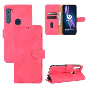 For Motorola Moto One Fusion Plus Solid Color Skin Feel Magnetic Buckle Horizontal Flip Calf Texture PU Leather Case with Holder & Card Slots & Wallet(Rose Red)