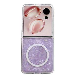 For Honor Magic V Flip Pearlescent Shell Texture MagSafe Phone Case(Purple)