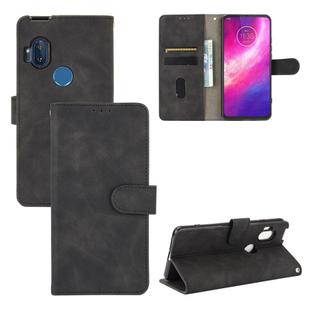 For Motorola Moto One Hyper Solid Color Skin Feel Magnetic Buckle Horizontal Flip Calf Texture PU Leather Case with Holder & Card Slots & Wallet(Black)