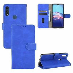 For Motorola Moto E(2020) Solid Color Skin Feel Magnetic Buckle Horizontal Flip Calf Texture PU Leather Case with Holder & Card Slots & Wallet(Blue)