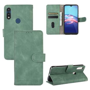 For Motorola Moto E(2020) Solid Color Skin Feel Magnetic Buckle Horizontal Flip Calf Texture PU Leather Case with Holder & Card Slots & Wallet(Green)