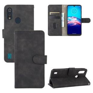 For Motorola Moto E6s(2020) Solid Color Skin Feel Magnetic Buckle Horizontal Flip Calf Texture PU Leather Case with Holder & Card Slots & Wallet(Black)