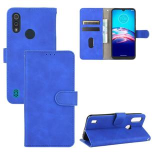 For Motorola Moto E6s(2020) Solid Color Skin Feel Magnetic Buckle Horizontal Flip Calf Texture PU Leather Case with Holder & Card Slots & Wallet(Blue)