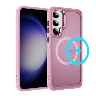 For Samsung Galaxy S23 5G Hardware Lens Protection MagSafe Magnetic PC Hybrid TPU Phone Case(Pink)
