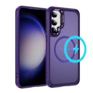 For Samsung Galaxy S23 5G Hardware Lens Protection MagSafe Magnetic PC Hybrid TPU Phone Case(Purple)