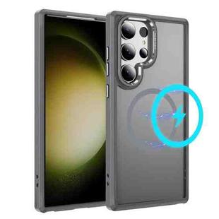 For Samsung Galaxy S23 Ultra 5G Hardware Lens Protection MagSafe Magnetic PC Hybrid TPU Phone Case(Grey)