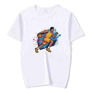 Basketball Player Printed Round Neck Modal Short Sleeve T-shirt Print On Your Demand, Size:M(White)