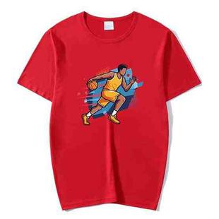 Basketball Player Printed Round Neck Modal Short Sleeve T-shirt Print On Your Demand, Size:XL(Red)