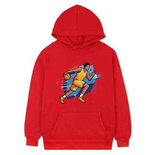 Basketball Player Printed Fleece Hooded Sweatshirt Print On Your Demand, Size:XL(Red)