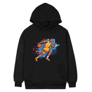 Basketball Player Printed Fleece Hooded Sweatshirt Print On Your Demand, Size:XXL(Black)